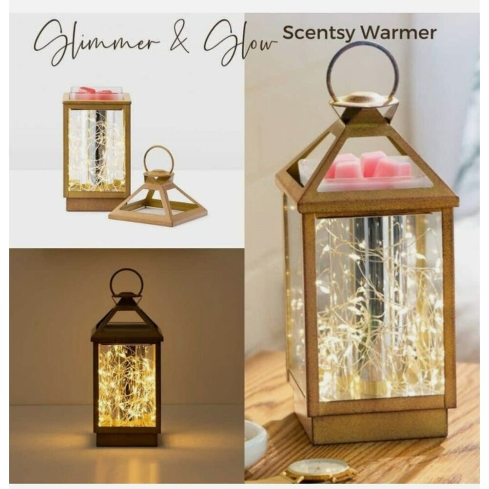 Scentsy Glimmer & Glow Warmer Lighted Golden Electric Lantern